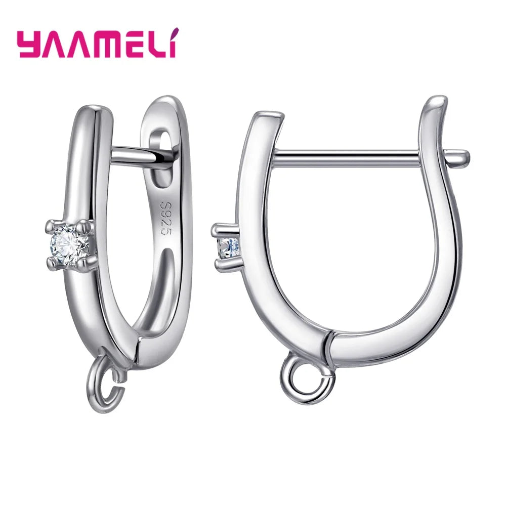 Real 100% 925 Sterling Silver Color Zircon Findings Earrings Leverback Earwire Fittings Components Accessories Handmade Supplies Qme Design 28
