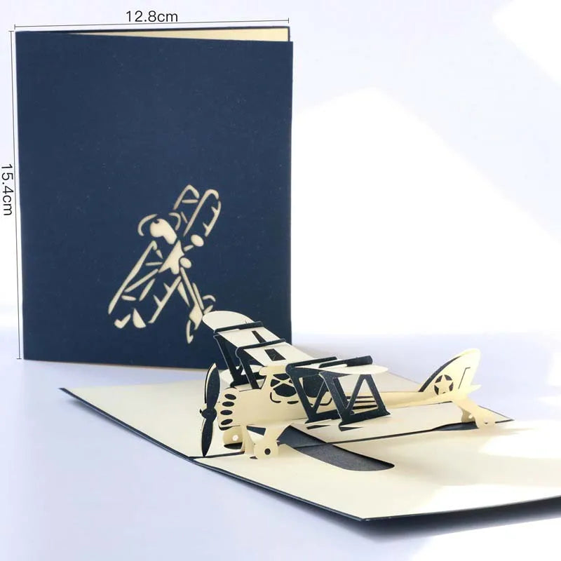 Train Aircraft Sailboat 3D Pop-Up Graduation Creative Greeting Card Production Vintage Postcard Gift Boy's Birthday Thanksgiving Qme 13x15cm 1