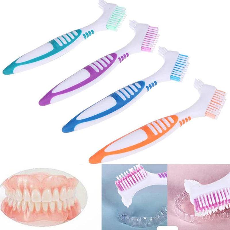Denture Cleaning Brush Bristles Ergonomic Rubber Handle Multi-layered Qme Default Title