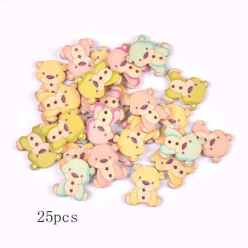 36 styles Cartoon Painting Wooden Buttons for Crafts Scrapbooking Sewing Clothes Button DIY Kid Apparel Supplies 15-35mm Qme M0967 25pcs