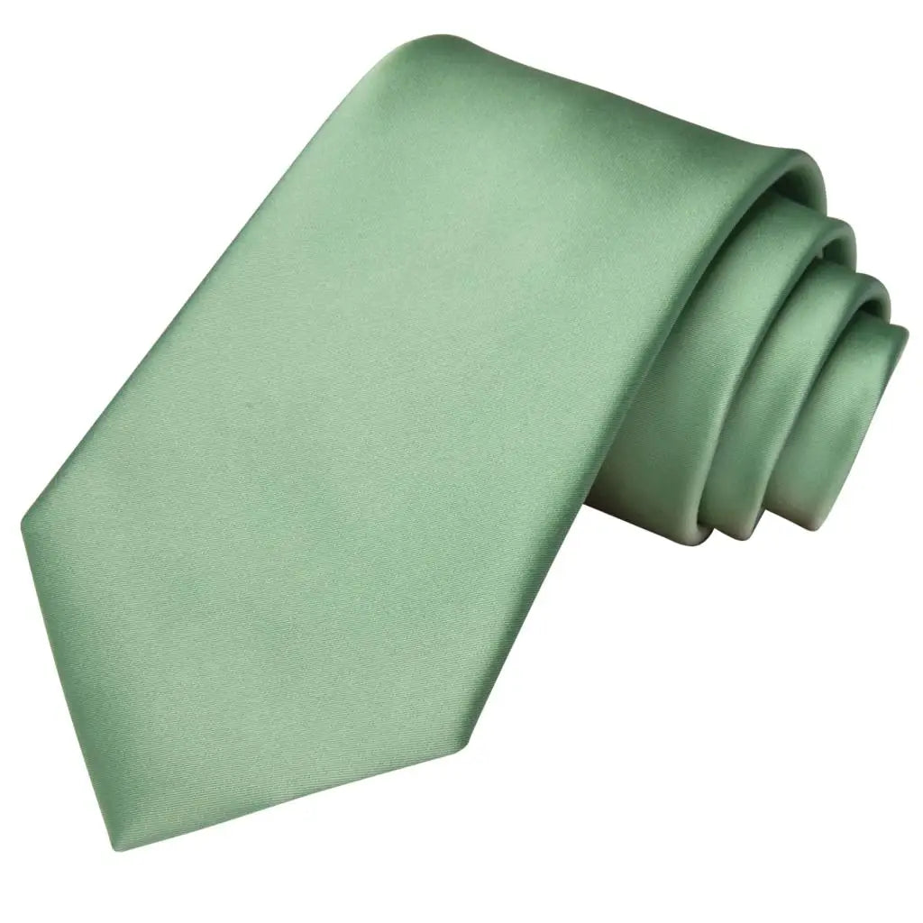 Sage Green Solid Wedding Tie Men Handky Cufflink Mens Necktie Fashion Qme