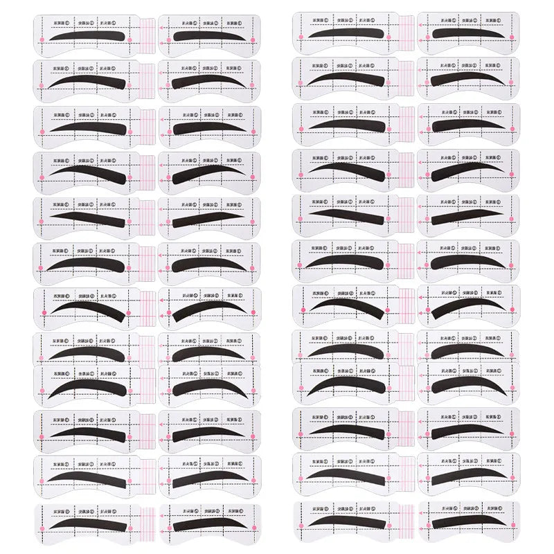 New 24Pairs/Set Lazy Quick Eyebrow Stickers Eyebrow Card Template Eyebrow Guide Tattoos Makeup Tools Full Set of Eyebrow Cards Qme 24Pairs
