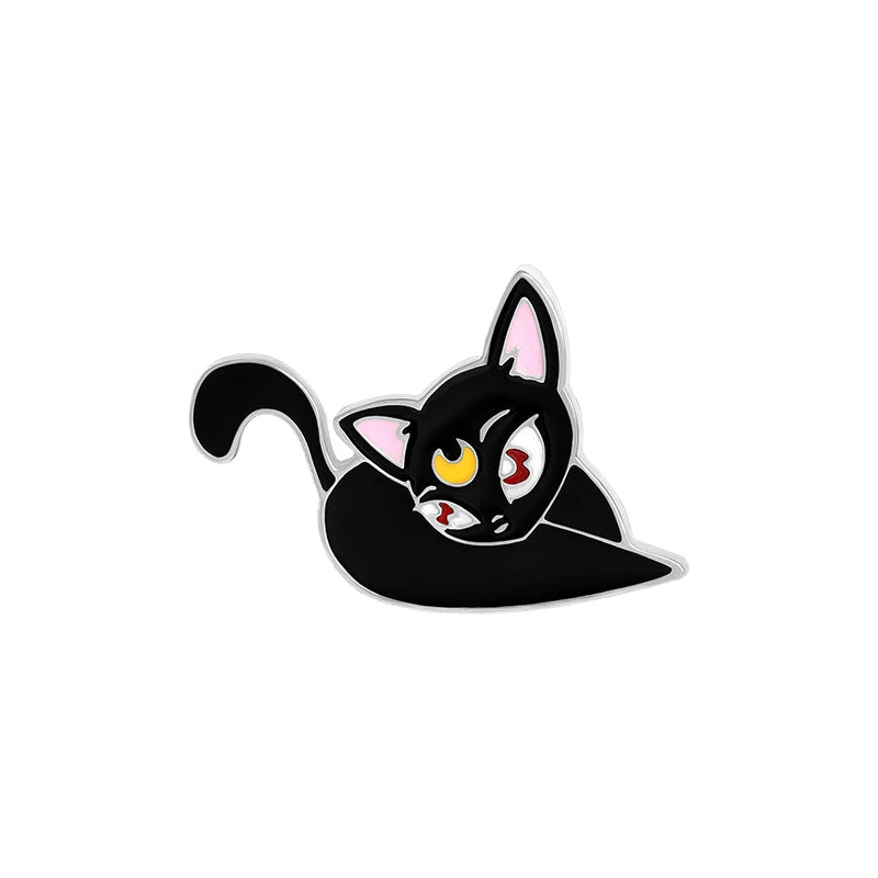 Witch Enamel Pins Collection Witch Hat and Cat Frog Pins Up Crescent Moon Black Gothic Lapel Pin Wiccan Brooches Witches Jewelry Qme style 9