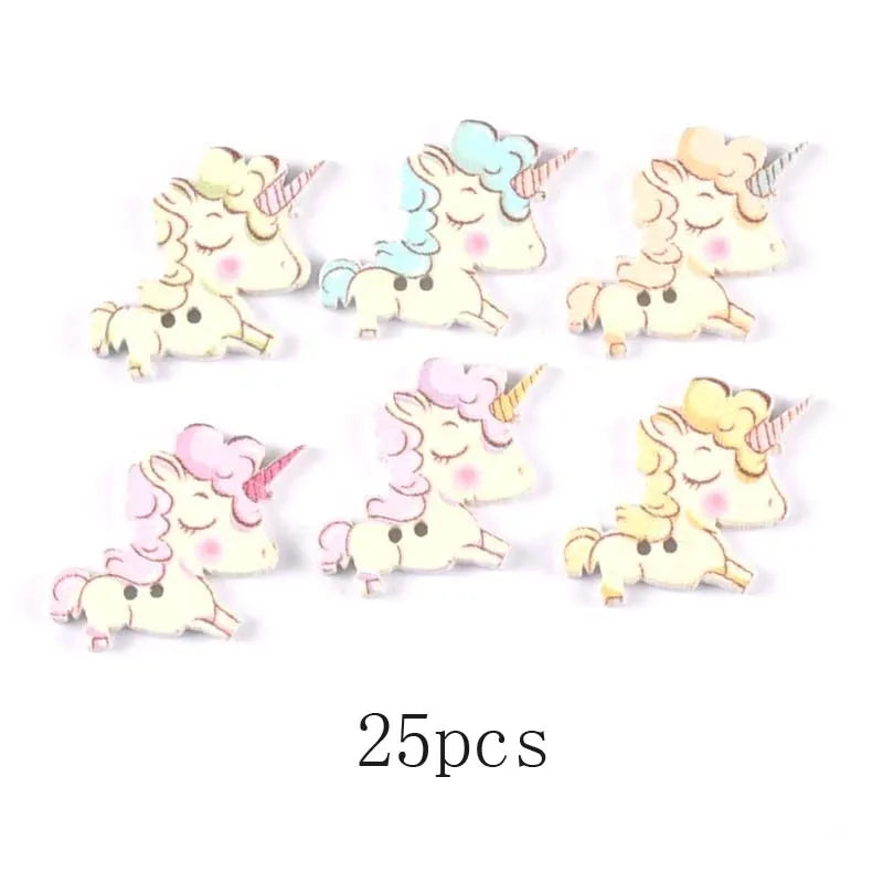 36 Styles Cartoon Painting Wooden Buttons Crafts Scrapbooking Sewing