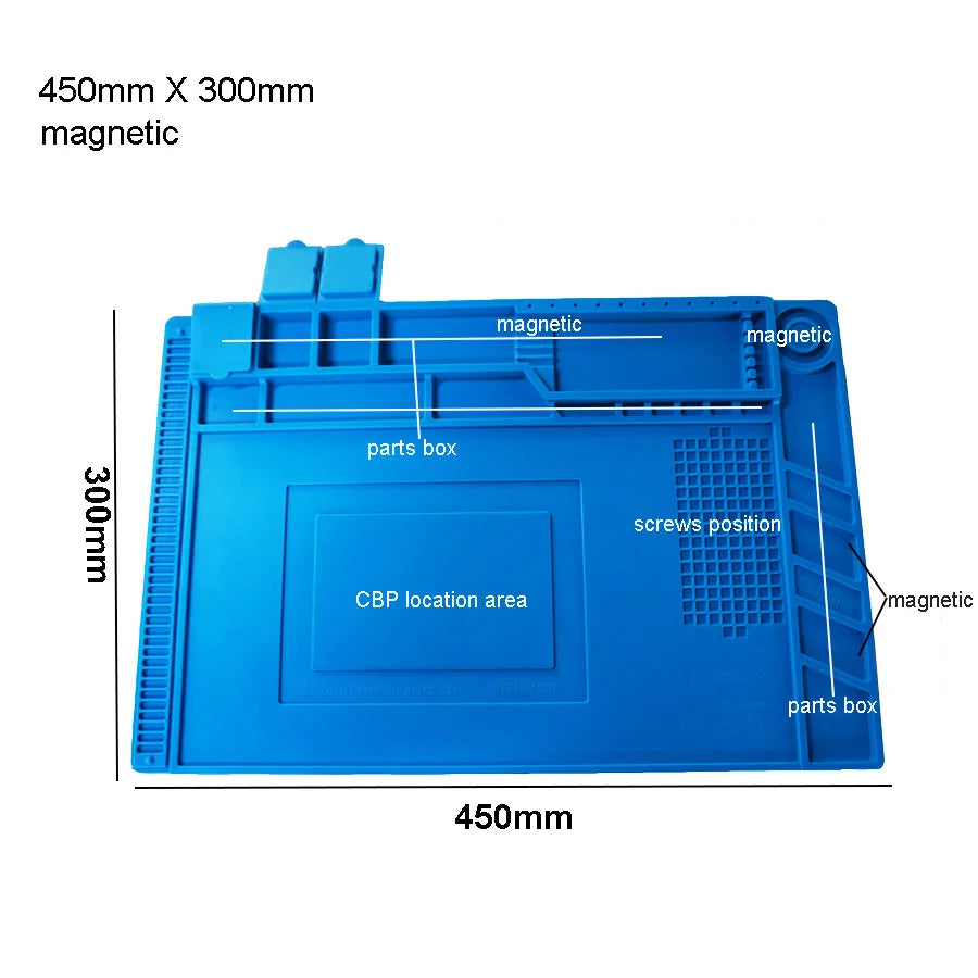 Silicone Soldering Mat Pad Desk Platform Welding Station Iron Phone Qme 450X300MM