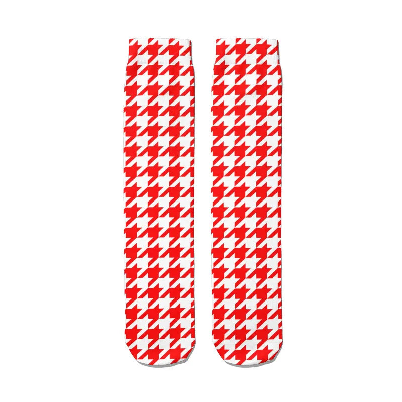 Fashion 3d Thousand Birds Pattern Socks Lattice Print Kawaii Cute Men Qme style6 China Mainland