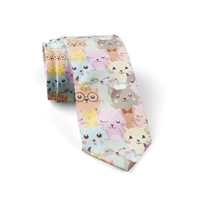 Funny Harajuku 3D Printing Cute Cartoon Men Tie Polyester Necktie Qme style5 China Mainland