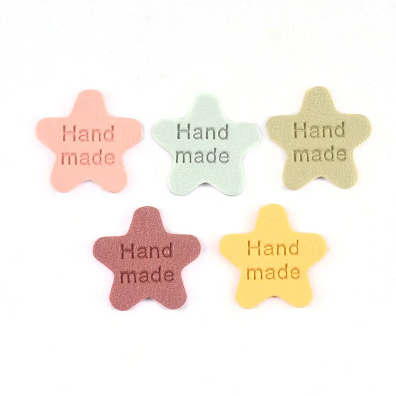 20Pcs/Lot Mixed Color Star Embossed leather Labels DIY Handmade Sewing Accessories For Kids Garment Bags Crafts Tags c3213 Qme
