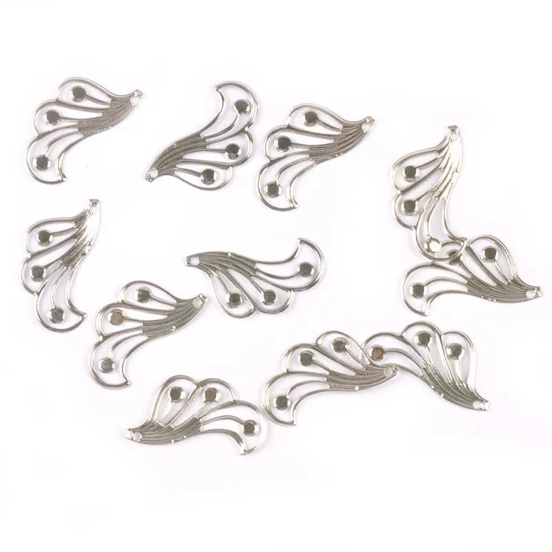 3 Color Flower Filigree Wraps Connectors Metal Crafts For DIY Embellishments Making Handicraft Scrapbook 50Pcs 43x21mm yk0765 Qme silver