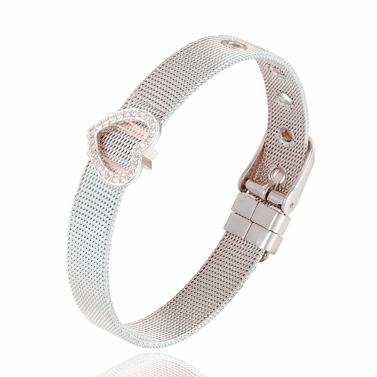 Simple fashion love palm evil eye stainless steel strap bracelet inlaid with colored diamonds zircon men and women jewelry gifts Qme 6 Gold