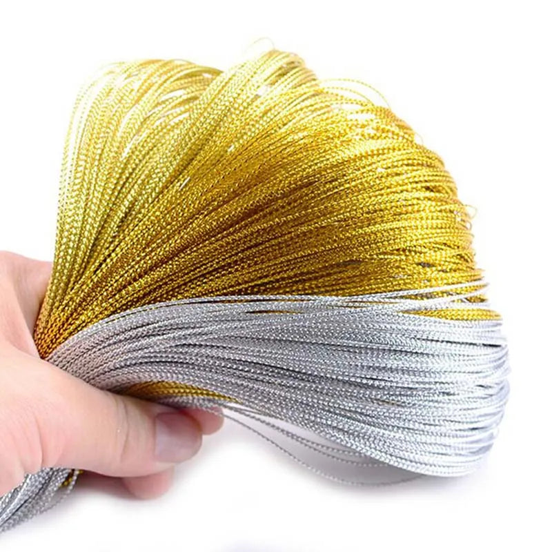 1mm 20m Gold Silver Gift Wrapping Thread Labels Mark Lanyard DIY Tag Line Bracelet Card Rope String Metallic Jewelry Thread Cord Qme
