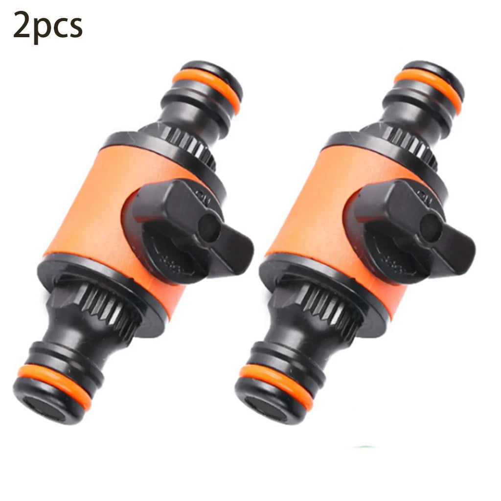 2PCS Garden Hose Pipe In-Line Faucet Tap Shut Off Valve Fitting Watering Irrigation Connector 16mm Quick Coupler Garden supplies Qme Default Title