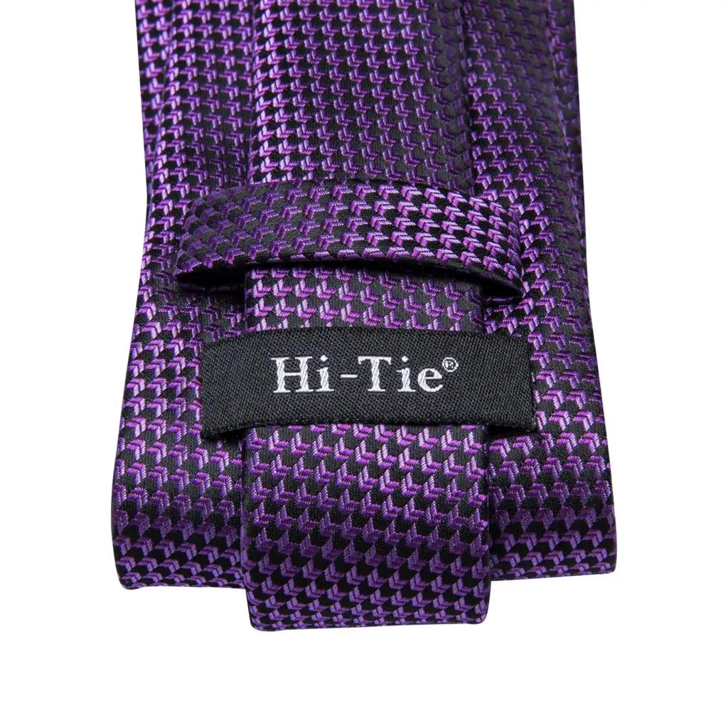 Purple Solid Mens Necktie Luxury Business Tie Hanky Cufflinks Brooch Qme