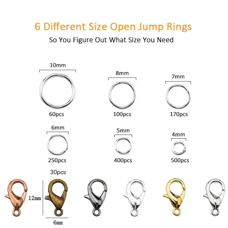 Jewelry Findings Set open jump rings Loose spacer beads Earring hooks Rubber Earring Backs for Jewelry Making DIY handicraft Qme