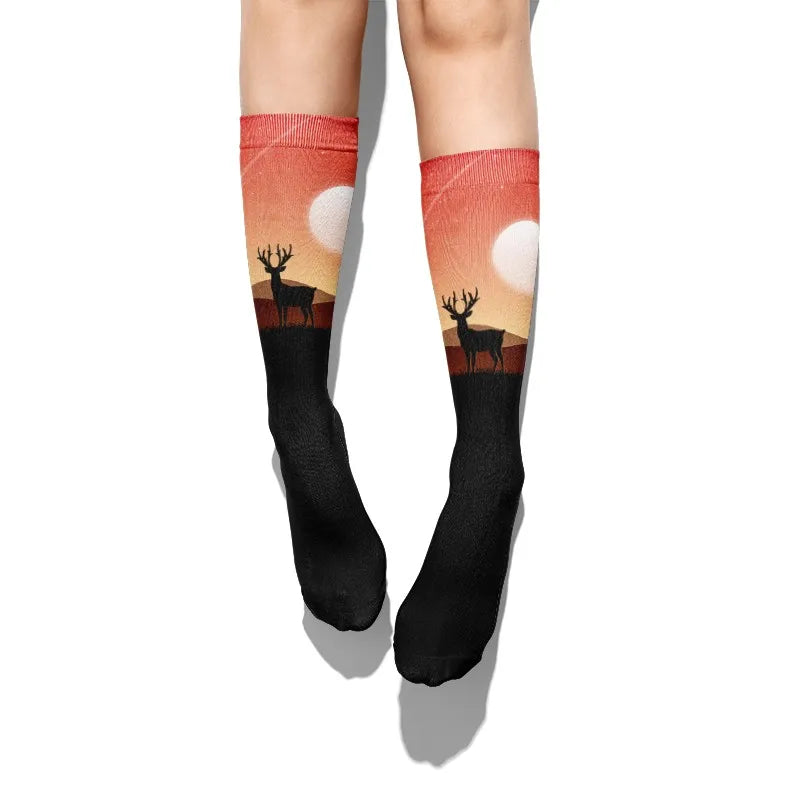 Novelty Hip Hop Harajuku Socks Cartoon Lighthouse Personalized Kawaii Qme