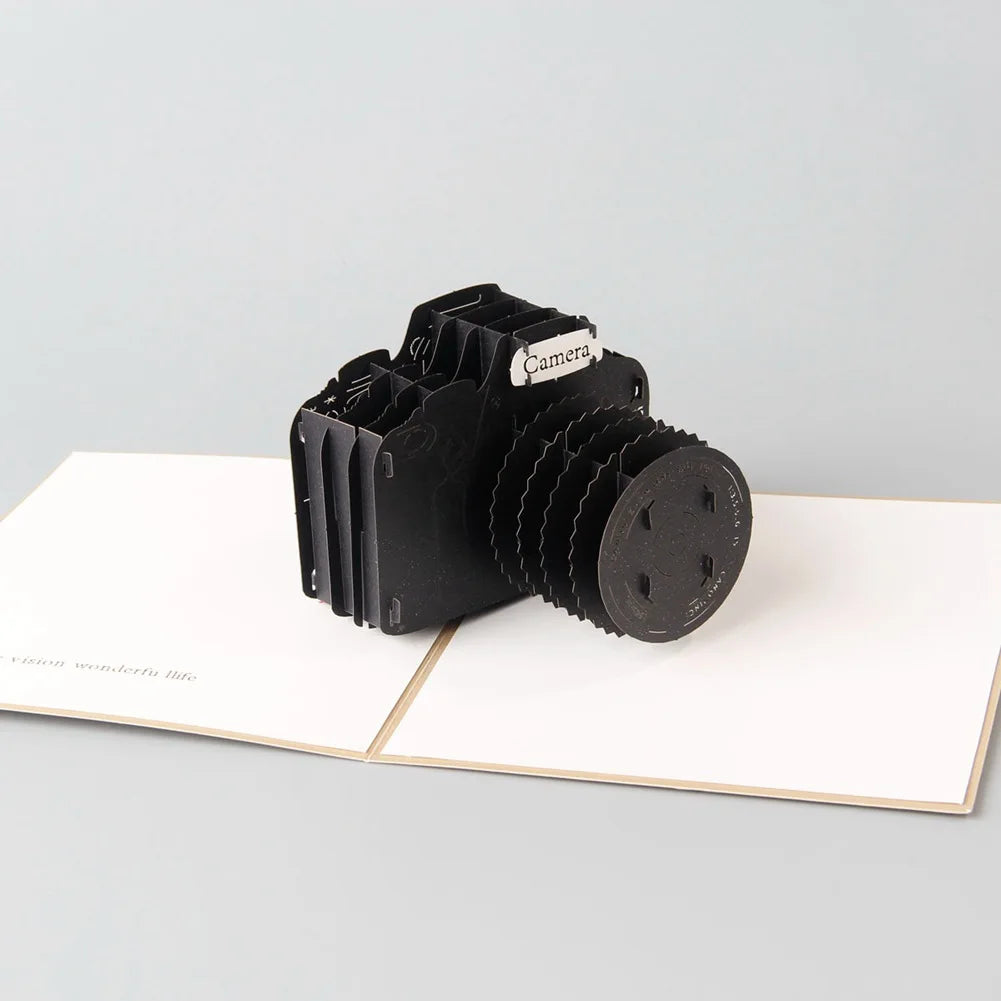 Camera Creative Art Retro Teacher's Day Greeting Card 3D Pop-Up Stereo Graduation Postcard Gift Birthday Thanksgiving Postcard Qme