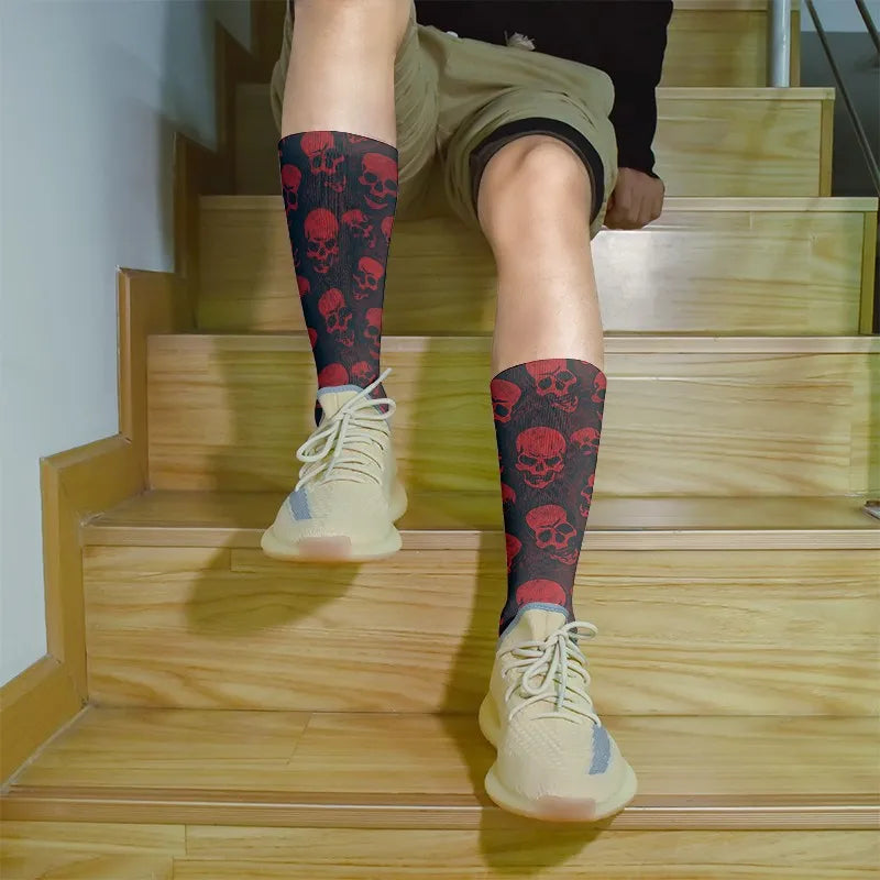 Funny Harajuku Cartoon Skull Socks Cotton Men Women's Colorful Sports Qme