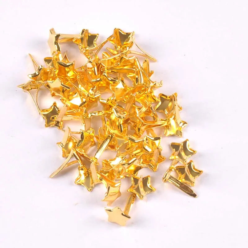 50pcs 8x11mm Golden Star Brads Scrapbooking Embellishment Fastener Brads Metal Crafts For DIY Accessories Shoes Decoration c2403 Qme Default Title