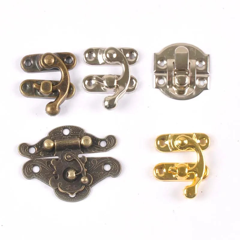 Antique Silver Bronze Vintage Lock Hasp Jewelry Wooden Box Latch Clasp Purse Locks Furniture Hardware Padlock 5 designs c2148 Qme
