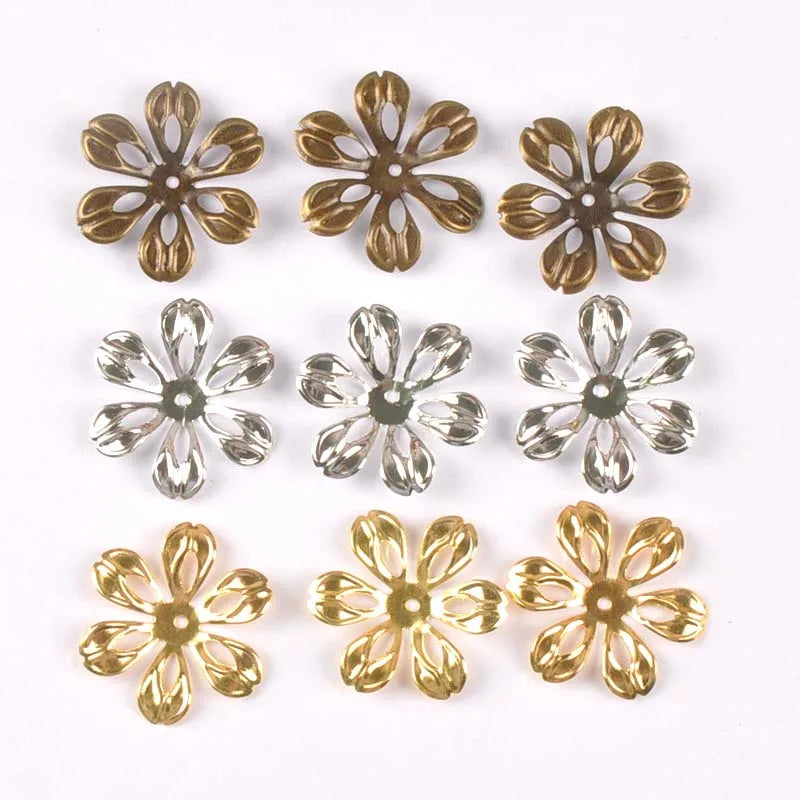 24mm Vintage Flowers Connectors Wraps Filigree Metal Crafts For Jewelry Making Pendants DIY Scrapbooking Decoration Yk0762-6 Qme