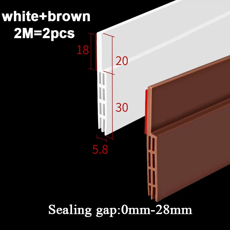 2 Pack Door Bottom Weather Stripping Draft Blocker Self Adhesive Silicone Flexible Seal Tape Dust and Noise Insulation Strip Qme White and Brown