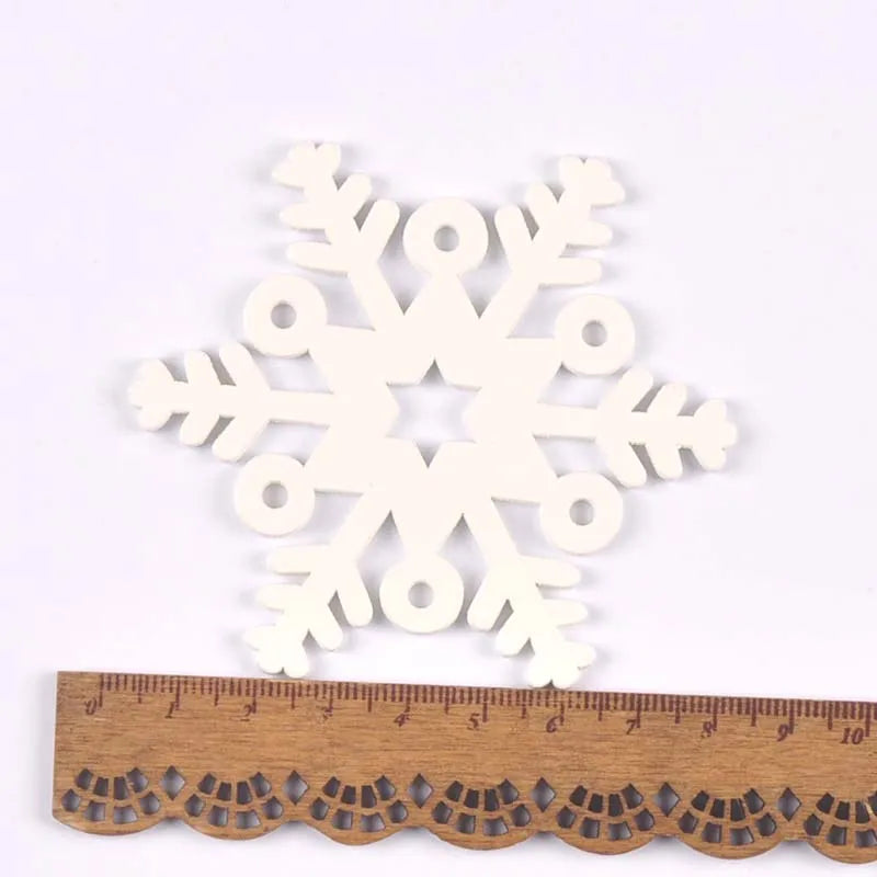 5pcs+1m hemp rope Christmas Tree Ornament Wooden Hanging Pendants White angels/stars/snowflakes Christmas Decorations for Home Qme 18