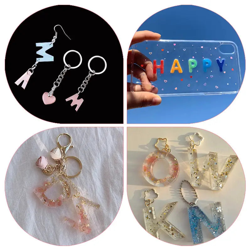 Alphabet Resin Molds Kit Backward Letter Number Silicone Casting Molds Resin Epoxy Molds For Keychain Making Pendant Jewelry DIY Qme