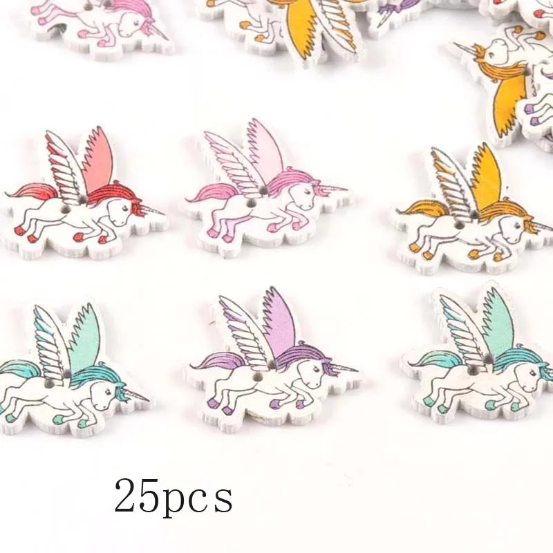 36 Styles Cartoon Painting Wooden Buttons Crafts Scrapbooking Sewing