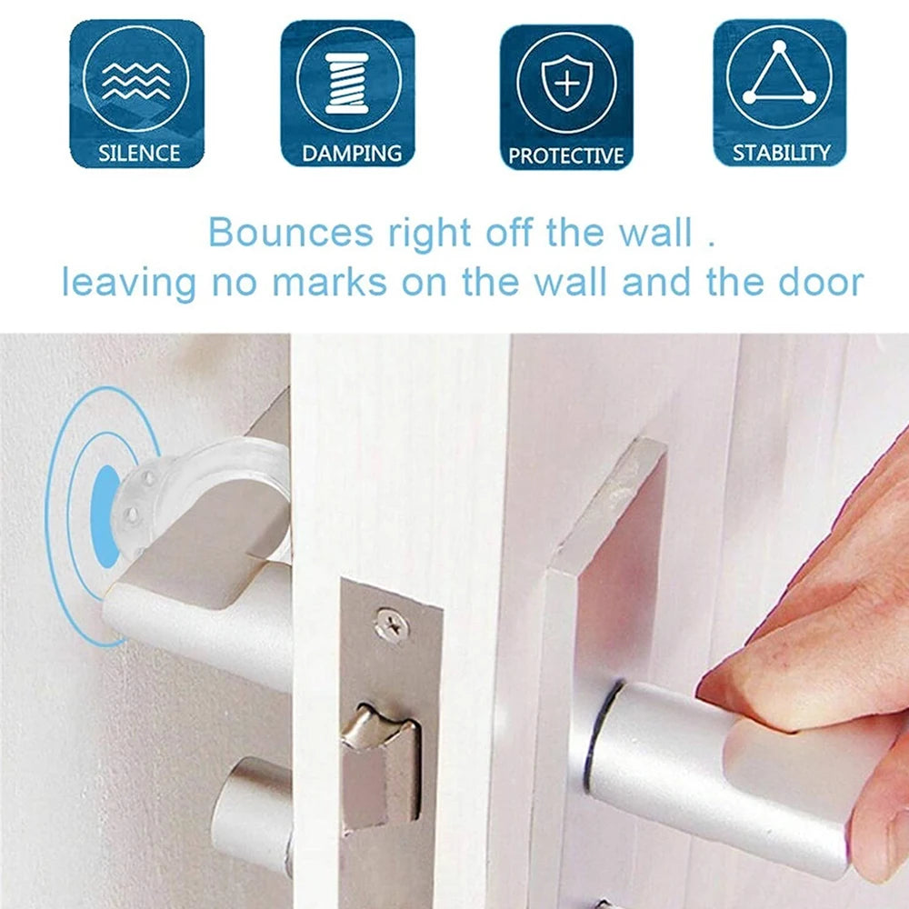 5pcs Door Handle Stopper Transparent PVC Door Handle Buffer Wall Protection Shock Absorber for Office Home Kitchen Bedroom Qme