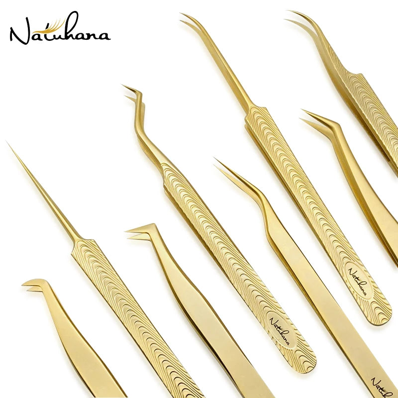NATUHANA Professional Eyelash Tweezers High-grade Matt Stainless Qme