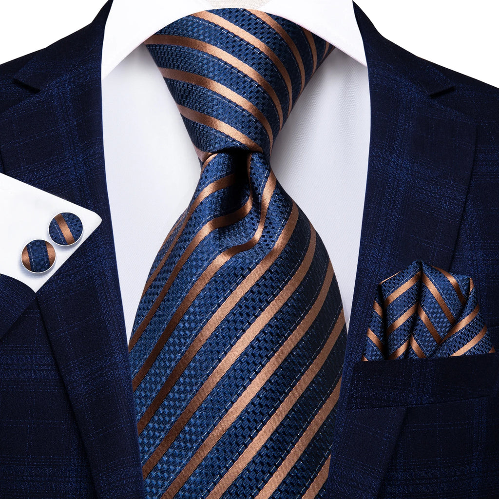 Blue Business Solid Plaid Striped Men's Tie Necktie Ties Men Formal Qme