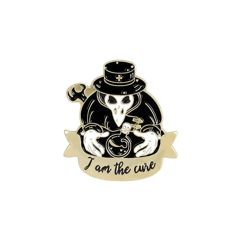 Punk Plague Doctor Enamel Lapel Pins Gothic Brooches Badges Black