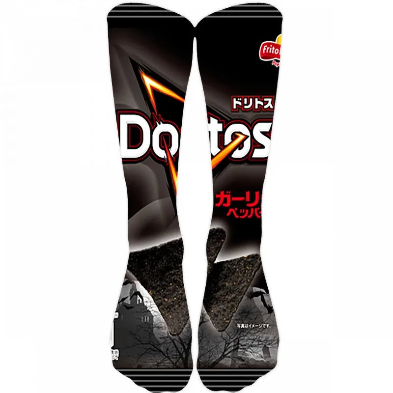 Creativity Long Socks Female Art 3D Printed Potato Chips Tomato Qme style12 One Size China Mainland