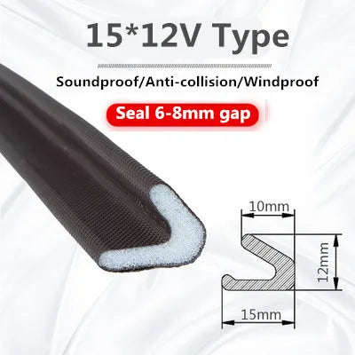 5M Door Window Sealing Strip Self-adhesive Soundproof Dustproof V-type Foam Sealing Tape Windproof Door Seal Gap Filler Qme 15x12V