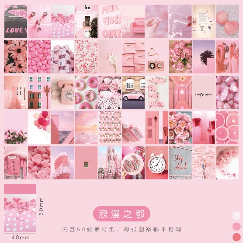 50pcs/pack Vintage Stickers Landscape Book Scrapbooking Decorative Supplies Diary Album Stationery Aesth Painting Stickers Qme A