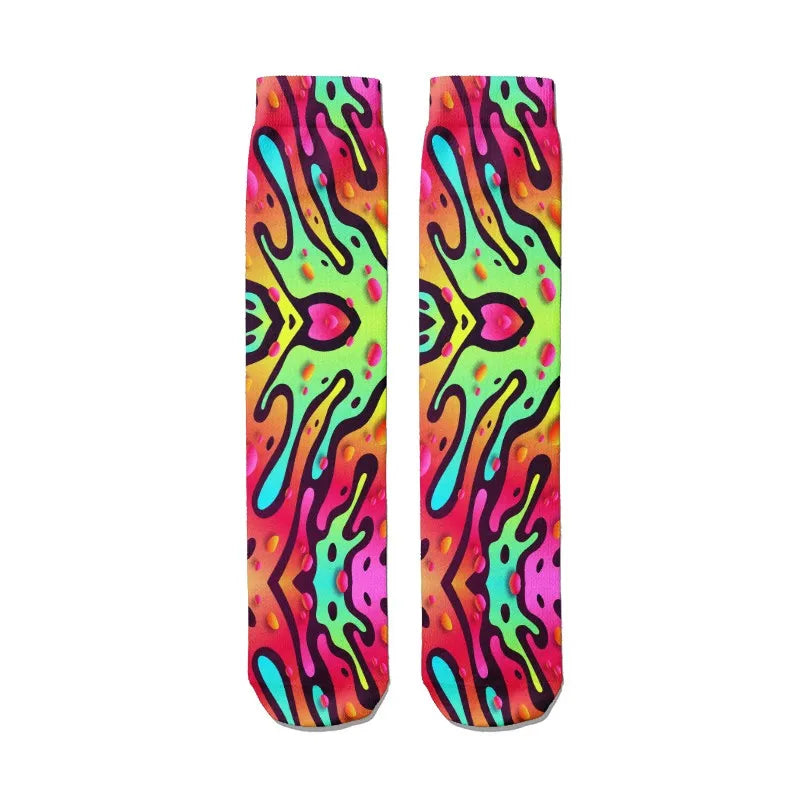 Fashion Graffiti Hip-hop Socks Novelty Print Couple Cotton Women Qme style1 One Size China Mainland