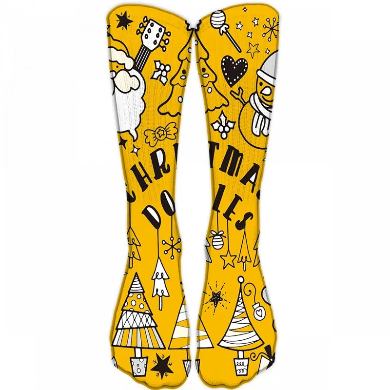 Mens Sock Funny Cartoon Doodle Pattern Hip Hop Cool Socks Women Happy Qme
