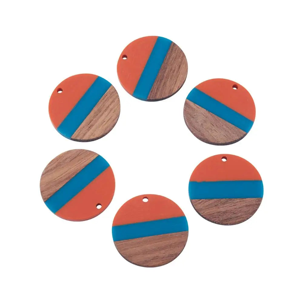 10Pcs Tri-color Resin Wood Charms Flat Round Wooden Pendants for Making DIY Women Girl Statement Jewelry Necklace Earrings Qme 03