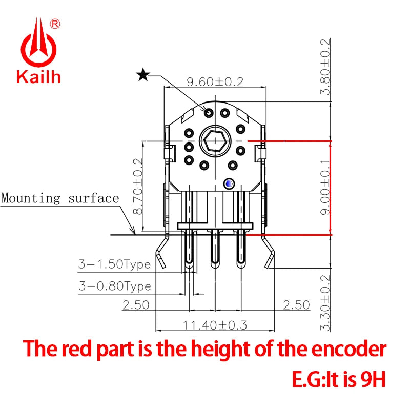 Kailh 9/10/11/12mm Rotary Mouse Scroll Wheel Encoder with 1.74 mm Hole Mark, 15-30 g Force for PC Mouse Alps Encoder Dust-Free Qme