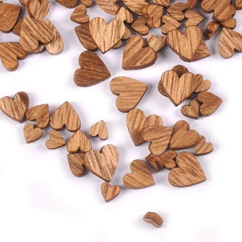Mixed Size 100Pcs Heart Wood Decoration DIY Scrapbooking Art Wood Crafts Wedding Handicraft Accessories Party Decor 6-12mm m2217 Qme