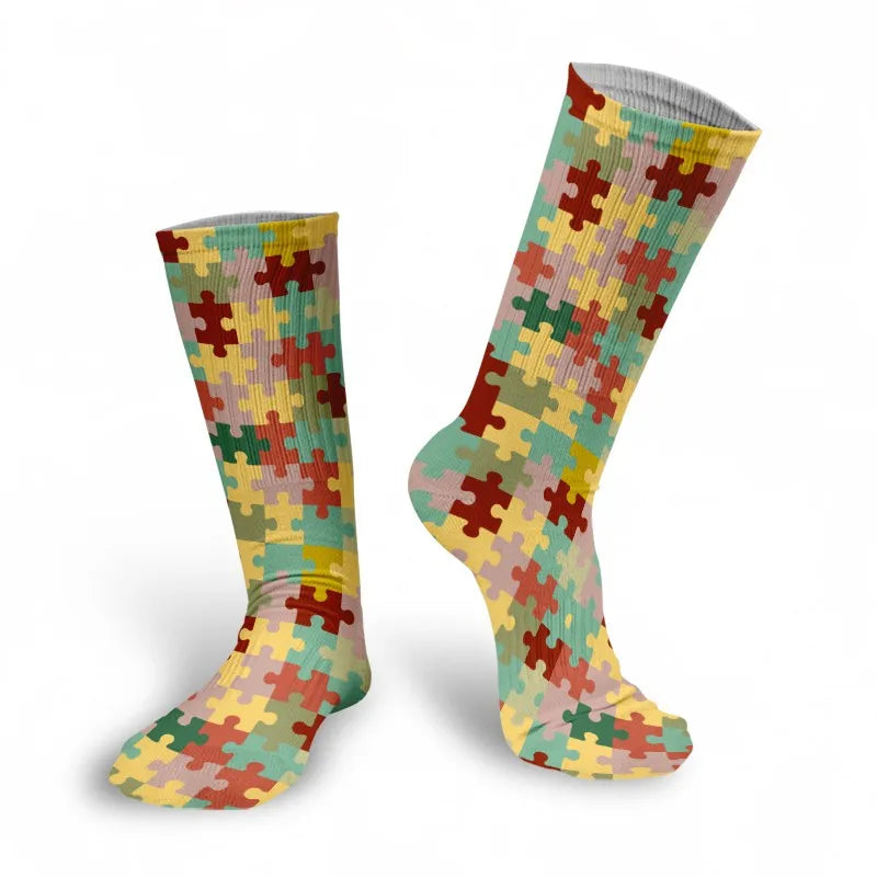Classic Women Socks Casual Comfortable Puzzle Happy Business Party Qme
