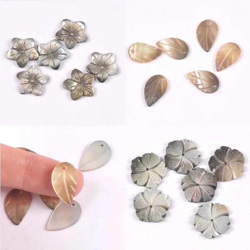 Natural Mother Of Pearl Shells Beads For Jewelry Making Earring Accessories Flower Texture Curved Diy Crafts 5pcs17-20mm tr0394 Qme