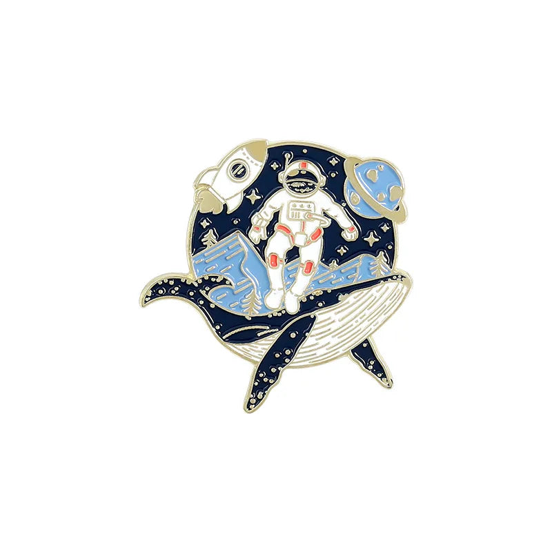 Cosmic Galaxy Astronaut Whale Enamel Lapel Pins Space Brooches Need My Space Badges Plante Pins Up Space Lover Jewelry Wholesale Qme golden5