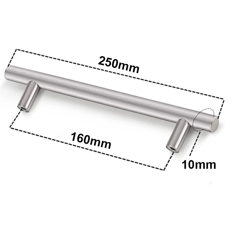 Kitchen Cabinet Pulls Furniture Drawer Handles Stainless Steel T Bar Straight Wardrobe Door Knobs Black Silver Cupboard Handle Qme silver 160mm