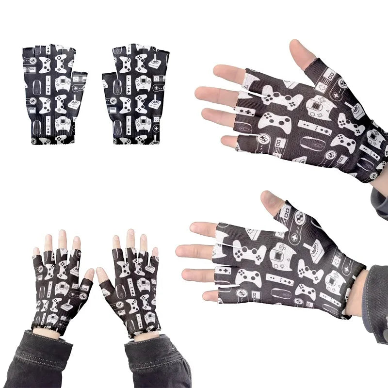 Good Knitted Half Finger Gloves 9 Styles Pattern 3D Print Cycling Qme
