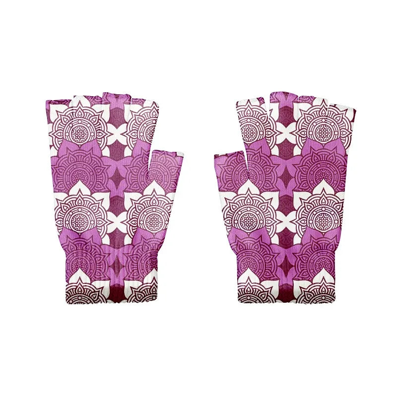 Stylish Simple Mandala Gloves Half Finger Sports Fingerless Knitted Qme style7 One Size China Mainland