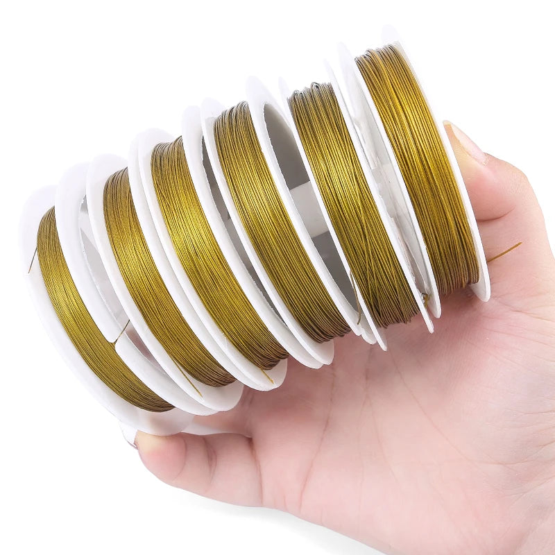 0.3-0.6mm Stainless Steel Bead String Wire Gold Plated Jewelry Wire for Jewelry Making DIY Necklace Bracelet Bead Craftwork Qme