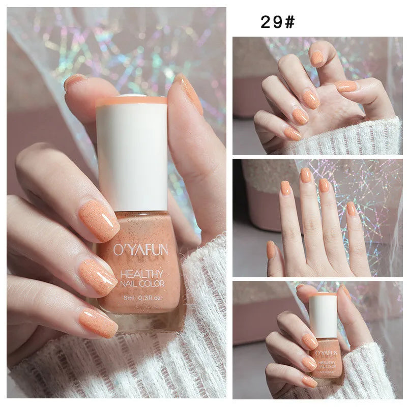 Nail Art Tearable Quick Dry Normal Without Lamp Nail Polish Glitter Sequins UV Varnish Matte Waterproof No-bake Nail Polish Qme 29