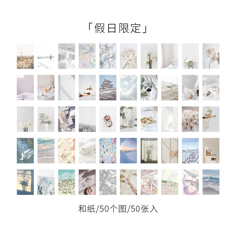 50pcs Life Scenery Sticky Book Style Deco Stationery Scrapbooking Decorative background Stickers Sticky Art Aesthetics Stickers Qme 1