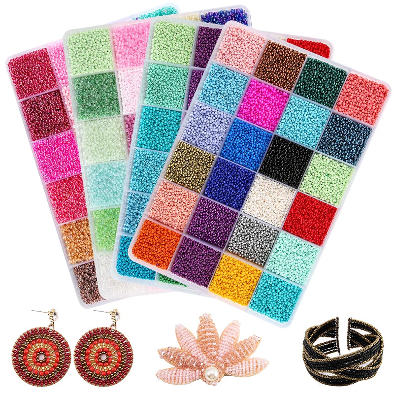 2mm Colored Seed Beads Kit Small Glass Beads Acrylic Letter Bead Set With Organizer Box For Jewelry Making Necklace Bracelet DIY Qme